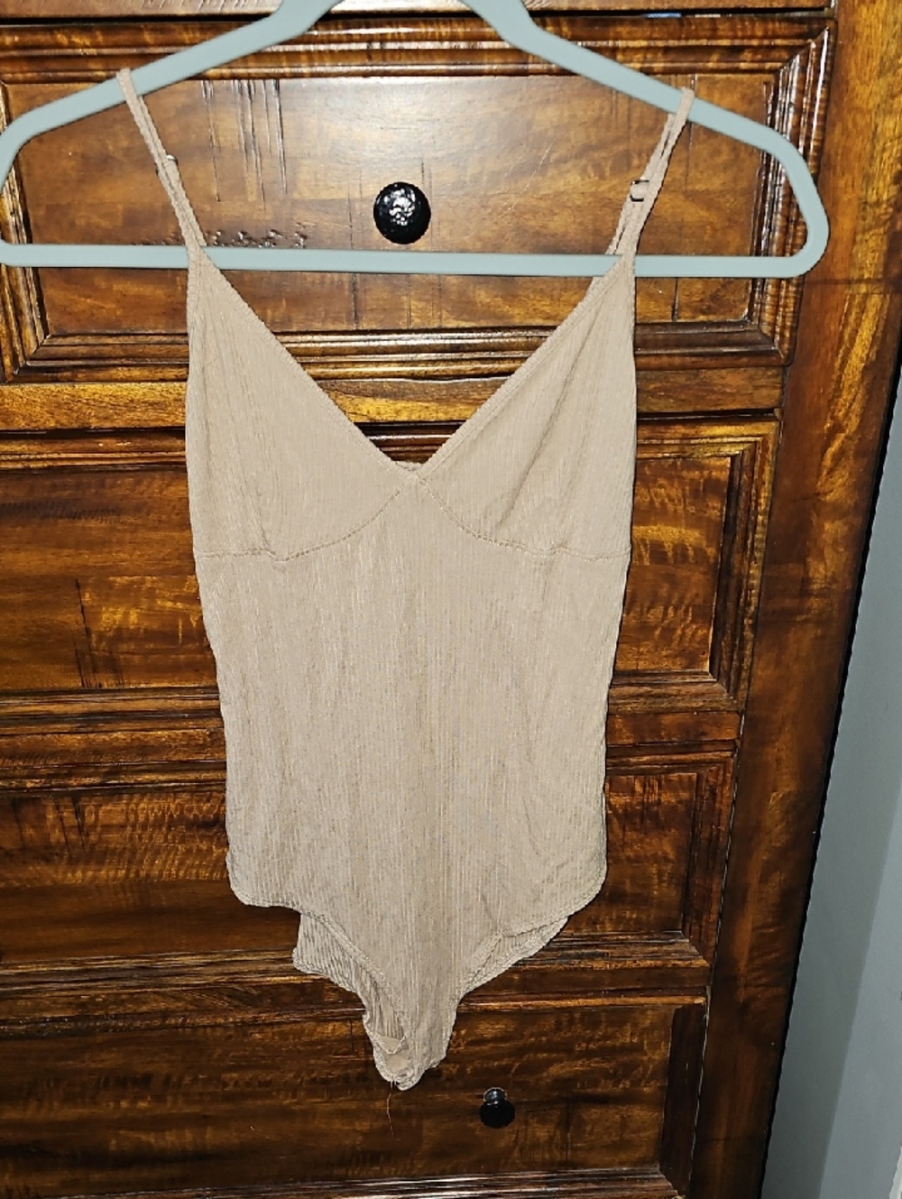 Forever 21 Tan Ribbed Bodysuit With Snaps!! Medium!!